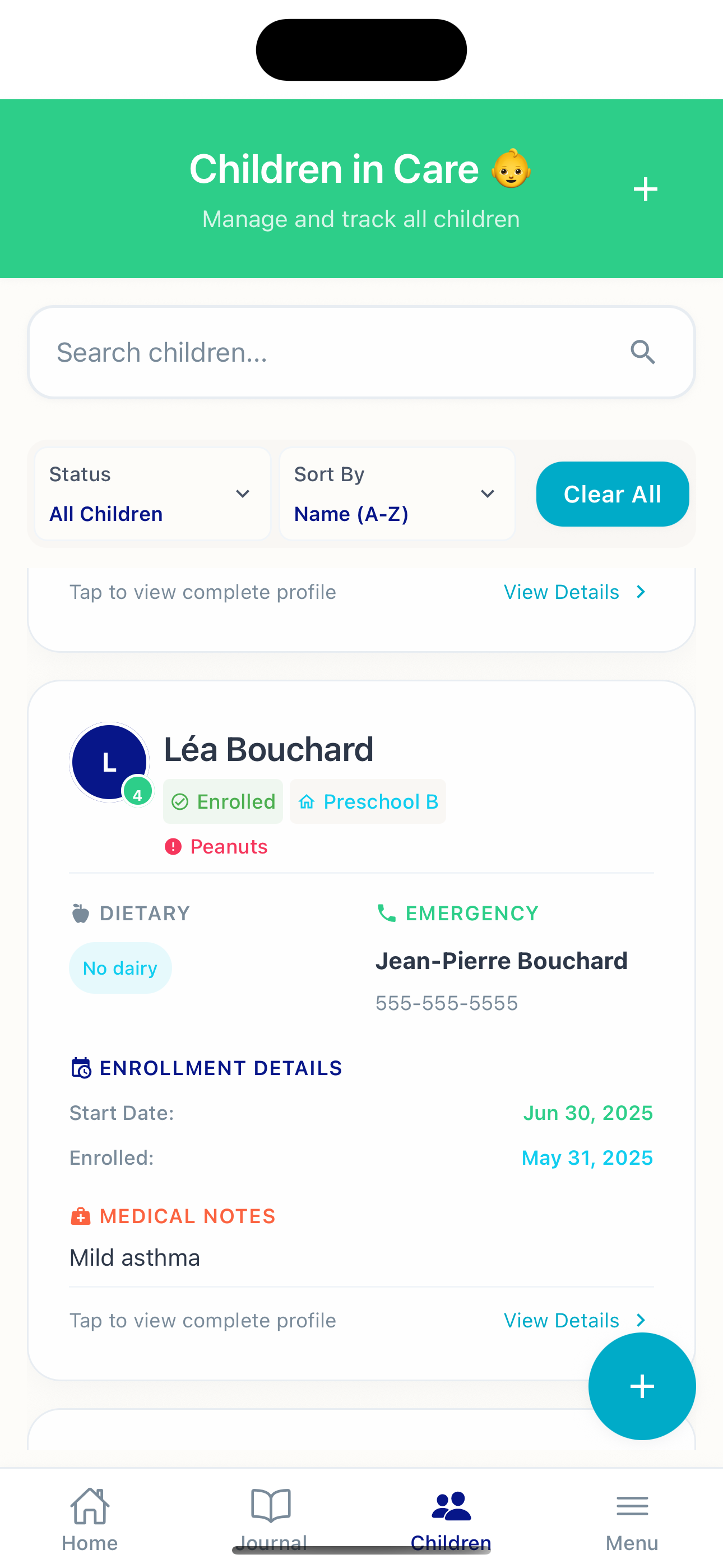 Little Nest Mobile App Interface