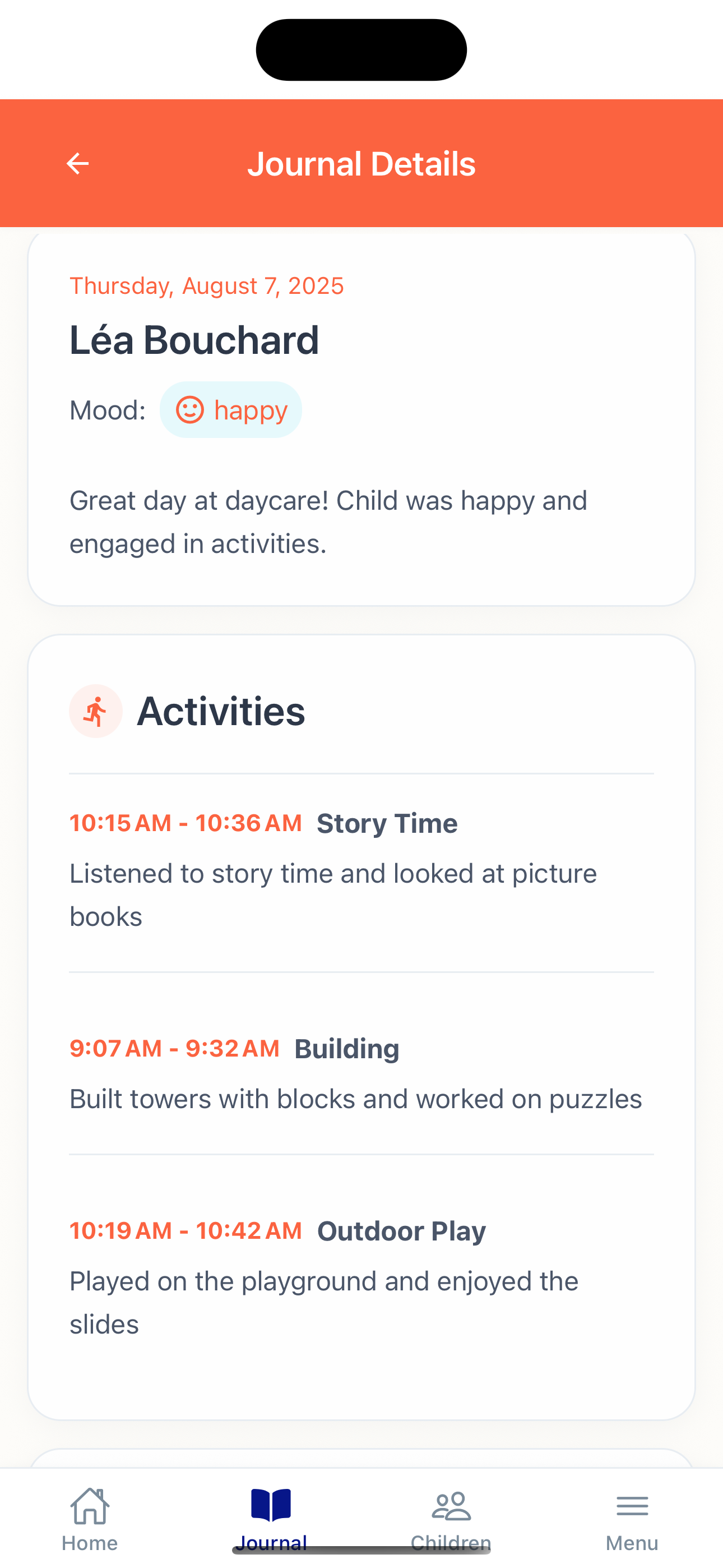 Daily Journal Details